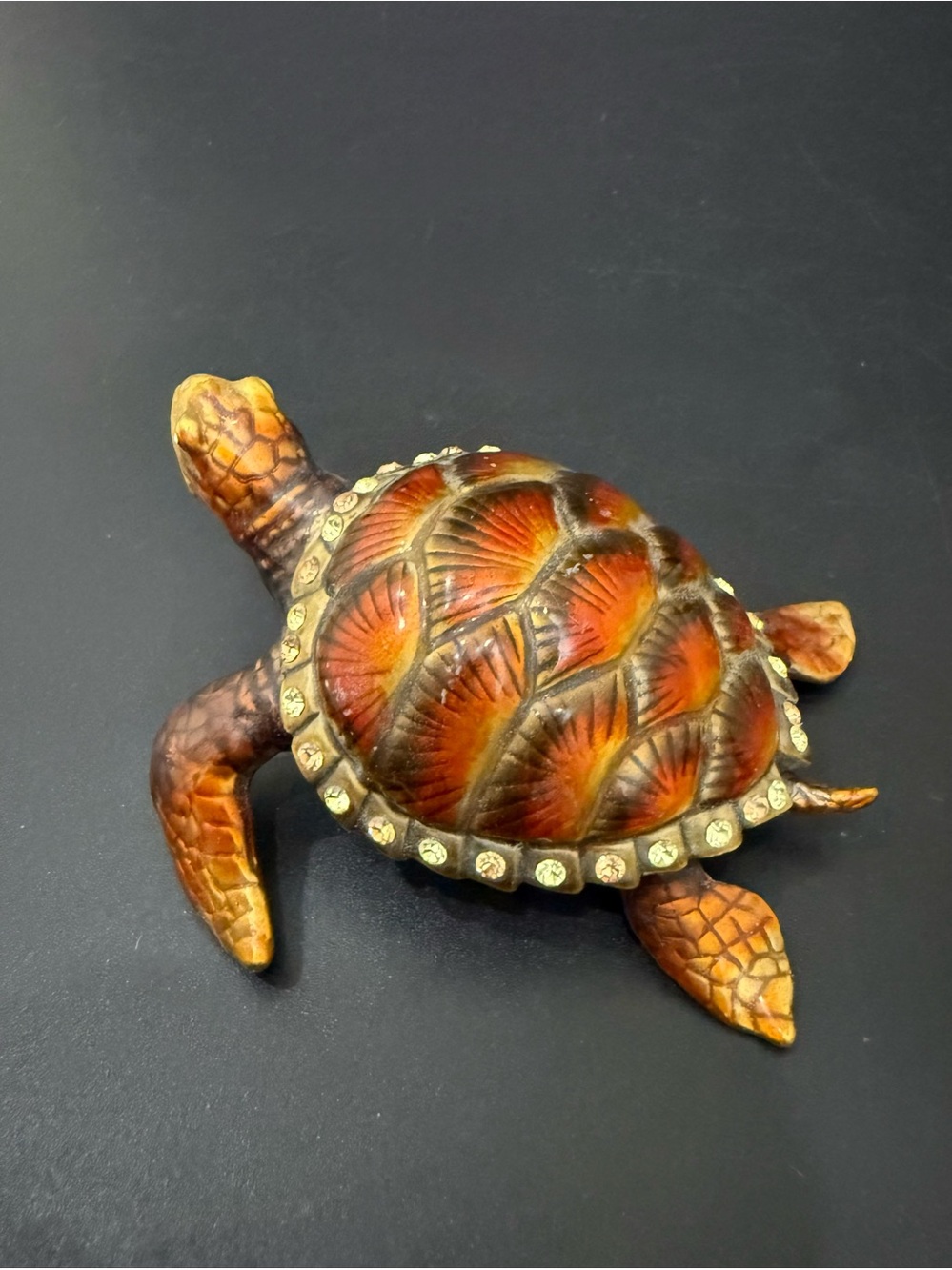 BIJORCA Bejeweled Enamel Sea Turtle Hinged Trinket Box